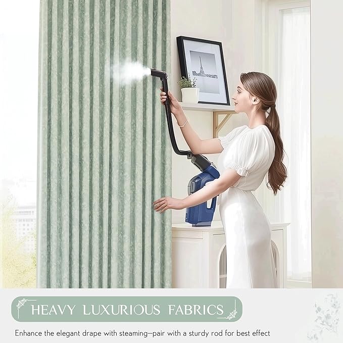 Beauoop Green Floral Jacquard Blackout Curtains 90 Inches Long 2 Panels for Bedroom Living Room Sage Flower Chenille Room Darkening Thermal Insulated Soundproof Grommet Window Treatments Drapes, 52x90