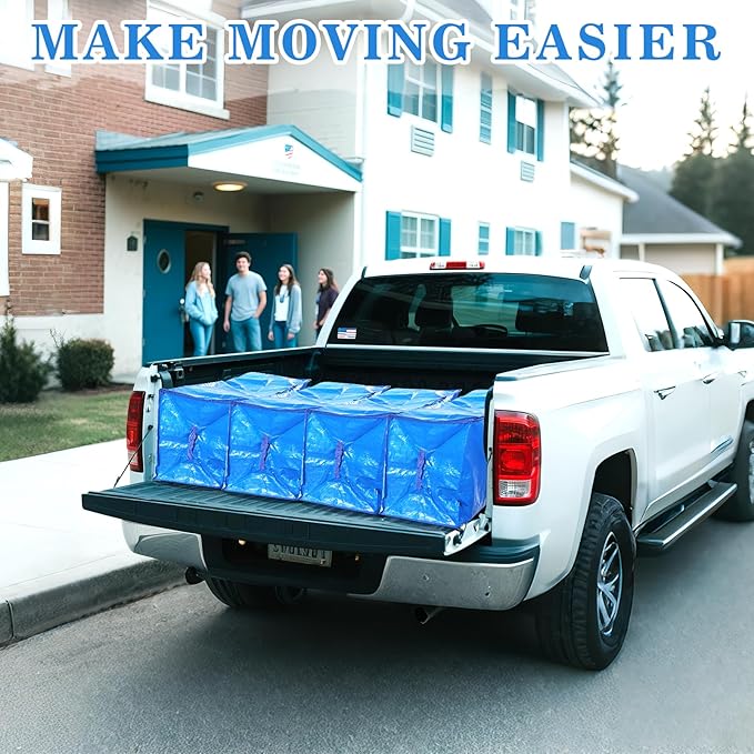 66 Gallon Extra Large Moving Bags - Heavy Duty Storage Bags with Zipper & Strong Handles, Blue Packing Bag for Moving, Storage, Travel and Camping, College Dorm & Home Supplies, 4 Pcs