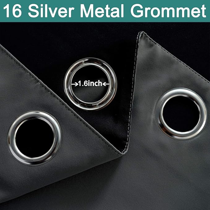 Yakamok Total Blackout Extra Wide Patio Sliding Door Curtains, Grommet Thermal Insulated Blind Curtains, Sliding Glass Door Panel for Living Room/Space Room Divider, Dark Grey, W100 x L84, 1 Panel