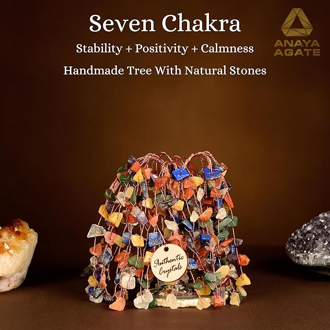 7 Chakra Healing Crystal Tree of Life Handmade Gemstone Bonsai Trees for Home and Office Desk Decor Feng Shui Money Tree for Positive Energy, Wealth, Luck, Reiki, Protection, Spiritual Gift for Women