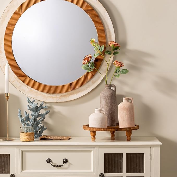 Ceramic Vase Home Table Decor - Flower Vase Set of 3 Living Room Kitchen Decorations Farmhouse Modern Rustic Vases Decorative Centerpiece for Shelf Bedroom Office Bathroom Dining Coffee Desk