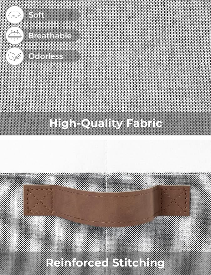 StorageWorks Storage Baskets for Shelves, Foldable Fabric Closet Storage Bins with Handles, Fabric Storage Bins Clothes Organizer, Gray and White, 3-Pack, Large