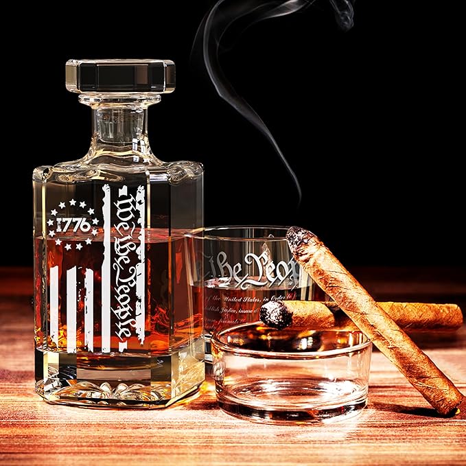 FURSARCAR Retired Gifts for Men Dad, Whiskey Decanter Set with 2 Glasses, Cool Fathers Birthday Present from Daughter Son, Christmas Retirement Gift Liquor Decanter Sets for Man