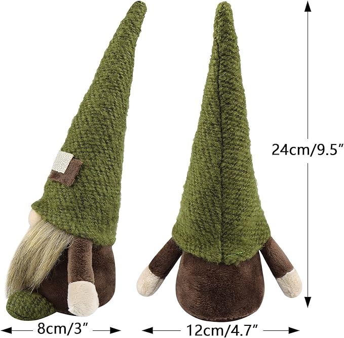 Christmas Gnomes Plush Xmas Winter Decorations Handmade Elf Dwarf Figurines for Home Kitchen Farmhouse Tiered Tray Holiday Festival Party Scandinavian Tomte (Brown Beard)