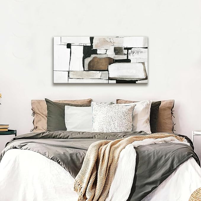 Tsomzxng Abstract Canvas Art Wall Decor Modern Minimalist Home Wall Decor Paintings Brown Grey Wall Art Prints Abstract Wall Art Line Art Bedroom Kitchen Office 20"×40"