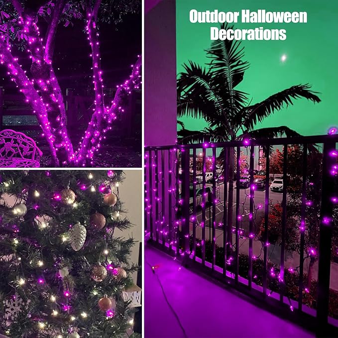 HISHINY Halloween String Lights 100 Count Incandescent Bulb Purple Halloween Lights with Black Wire for Outdoor Indoor Halloween Christmas Garland Party Festival Decor,UL Certified (21feet)