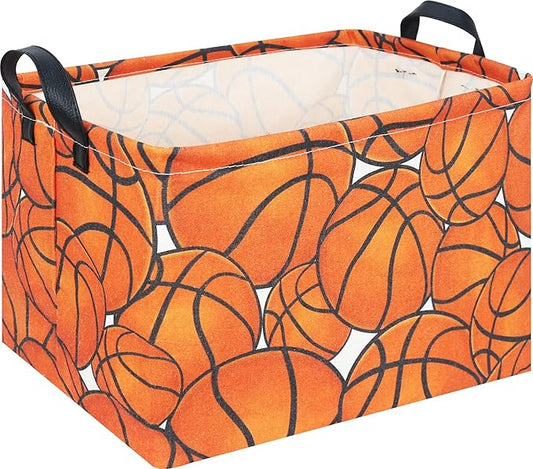 CLOCOR Rectangular Basketball Storage Basket Empty, Gift Basket, Room Decor(Basketball)