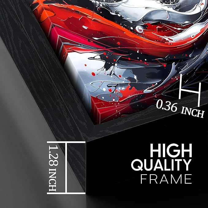 Ouzzlie Abstract Art Wall Decor Living Room Large Red Canvas Wall Art Black White Picture Artwork Modern 29" x 59"