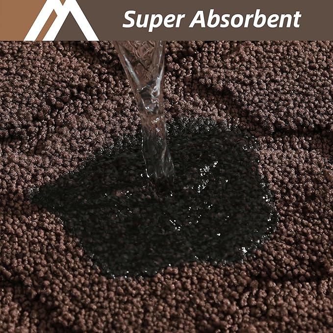 COSY HOMEER Soft Kitchen Rugs [2 PCS] for in Front of Sink Super Absorbent Kitchen Floor Mats and Mats 24x35 Inch/24X60 Non-Skid Kitchen Mat Standing Mat Washable,Polyester,Brown