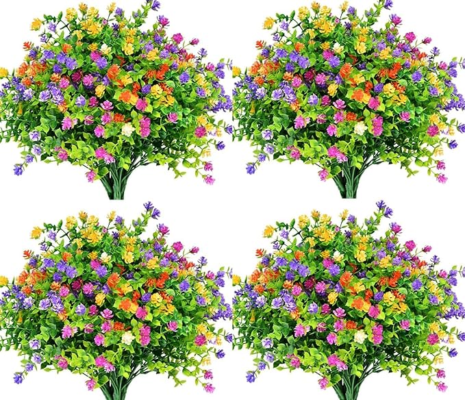 LADADA 12 Bundles Outdoor Plant Flowers, Multi Color UV Resistant, Outdoor Porch, Home Courtyard, Garden Decoration（Mix Color）