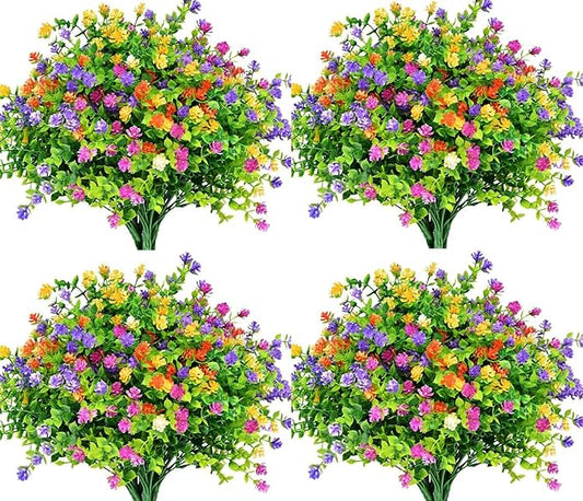 LADADA 12 Bundles Outdoor Plant Flowers, Multi Color UV Resistant, Outdoor Porch, Home Courtyard, Garden Decoration（Mix Color）