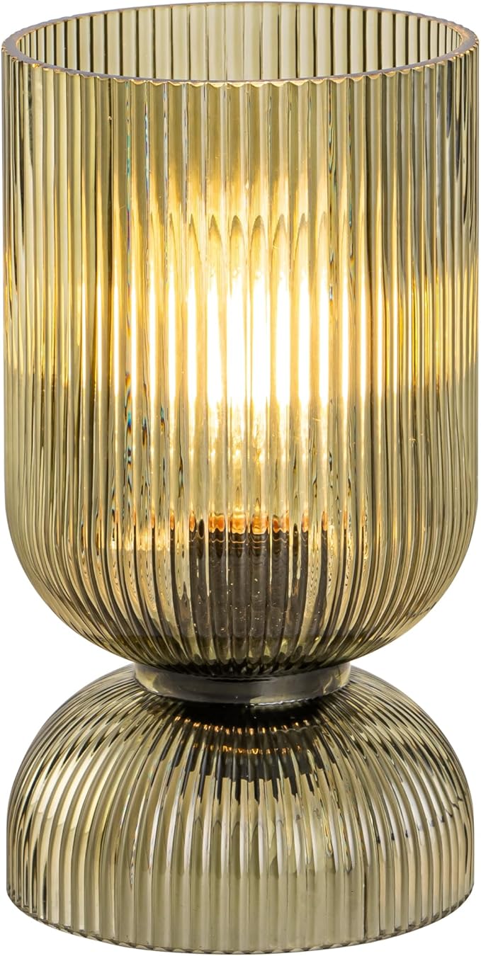 Modern Table Lamp,Glass Mid Century Lamp with Green Glass Shade, Bedside Lamp with On/Off Switch, Minimalist Nightstand Lamp for Bedroom, Living Room, Office (Bulb not Included)