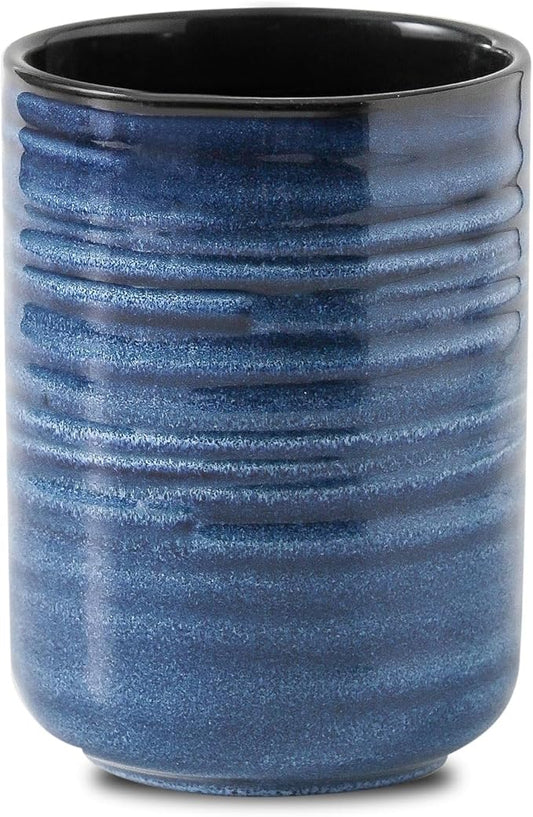 Hasense Utensil Holder, 7.4" Large Utensil Holder for Kitchen Counter, Ceramic Utensil Organizer for Utensil Set, Modern Kitchen Utensil Crock for Countertop Decor, Blue