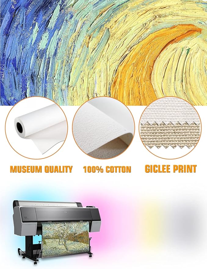 DECORARTS - The Pink Peach Tree, Vincent Van Gogh Art Reproduction. Giclee Canvas Prints Wall Art for Home Decor 30x24