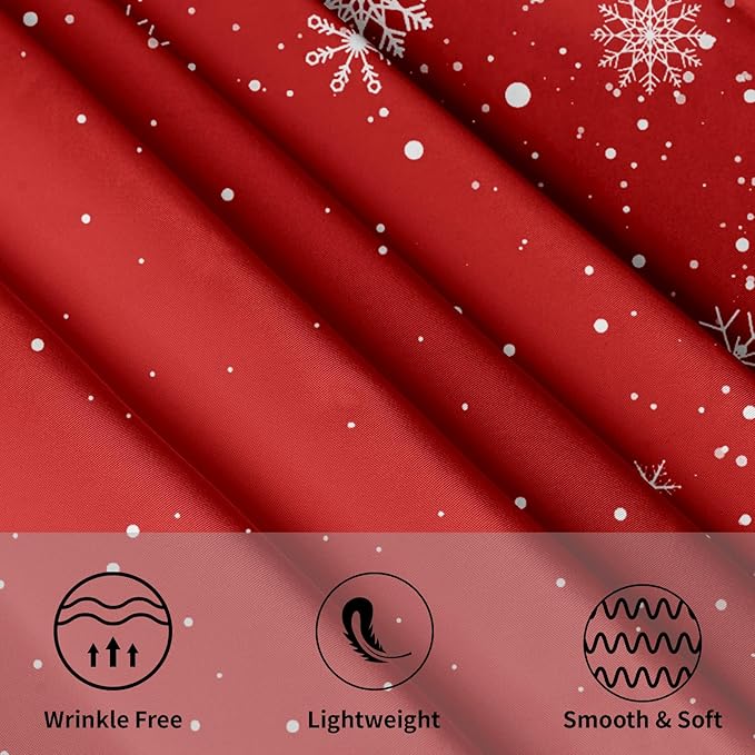 Christmas Round Tablecloth 60 Inch, Merry Christmas Snowflake Round Table Cloth Outdoor Waterproof Christmas Tablecloths Red Xmas Cover Holiday Tabletop Decoration for Kitchen Home Party Dining