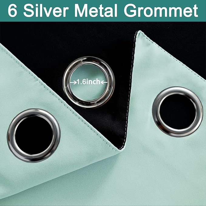 Yakamok Full Blackout Curtains 84 Inches Long,Blackout Curtain Panels for Bedroom, 2 Thick Layers Grommet Top Thermal Insulated Drapes with Black Liner for Living Room(42Wx84L, Aqua, 2 Panels)