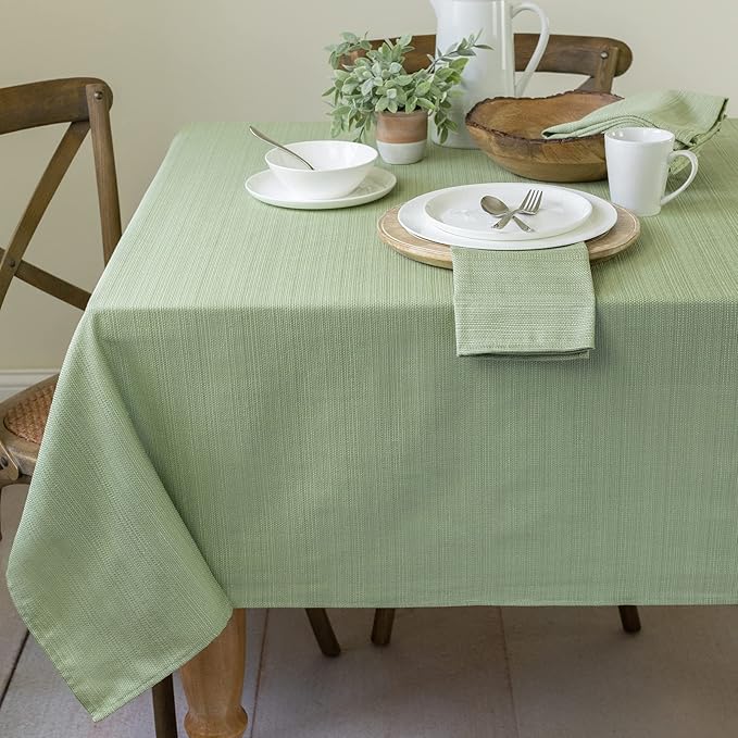 Benson Mills Cameron Textured Fabric Table Cloth, for Everyday Home Dining, Parties, Weddings & Spring Holiday Tablecloths (52" x 70" Rectangular, Light Green)