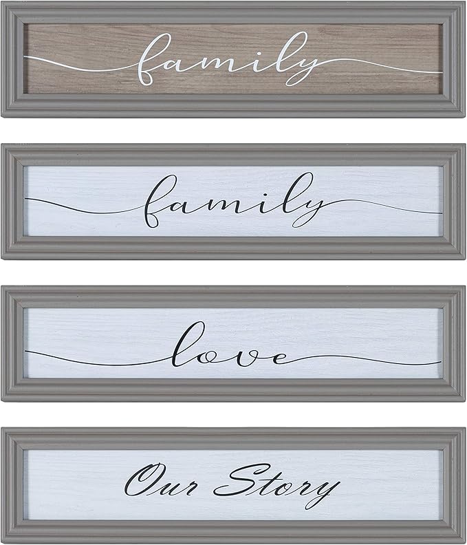 Kate and Laurel Bordeaux Expressions Wall Decor Collection, Rustic Gray and White, Assorted Size Frames and Decorative Wall Accents