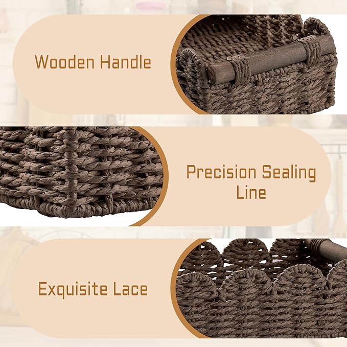Storage Basket Wicker Baskets for Organizing Toilet Paper Storage Basket for Toilet Tank Top,Brown