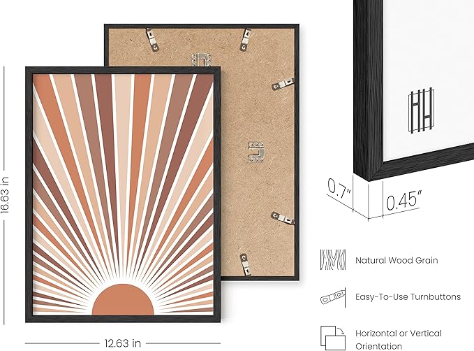 HAUS AND HUES Framed Geometric Wall Art - Boho Art Framed, Minimalist Print, Boho Wall Decor, Mid Century Wall Art (Black Framed, 12x16)