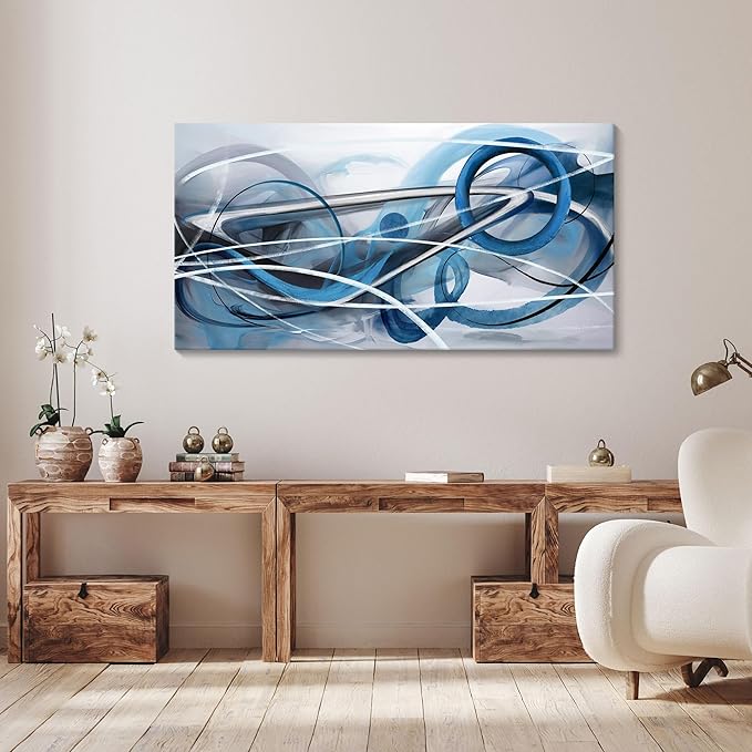 YDYSUNE Blue Abstract Wall Art Modern Canvas Wall Paintings Abstract Artwork for Living Room Pictures for Bedroom Wall Decor Office Home Decor 24×48IN