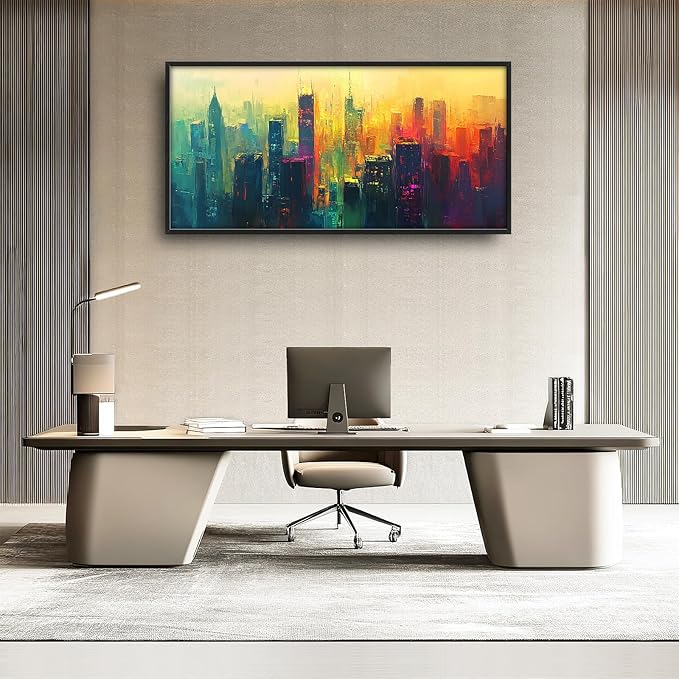 Framed Large Wall Art for Living Room, New York City Canvas Wall Decor, Large Cityscape Picture Framed Painting, Modern Artwork for Bedroom Office 60L'' × 30W''