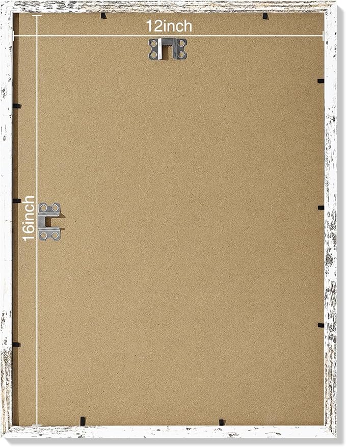 Vittanly 12x16 Picture Frames Set of 9, Shatter Resistant Plexiglass, Display 11x14 Pictures with Mat or 12x16 without Mat, Photo Frames for Wall Mount, Engineered Wood, Distressed White