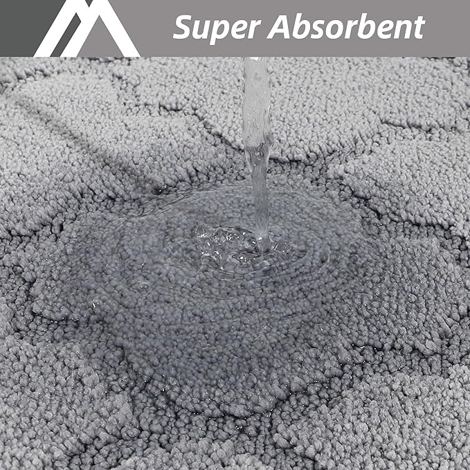 COSY HOMEER-Kitchen-Rugs 20"x48" Non-Slip Absorbent Soft Kitchen Runner Rug Polyester Kitchen Mats for Floor Washable Kitchen Standing Floor Mat for Sink Mat,Hallway,Laundry,Grey