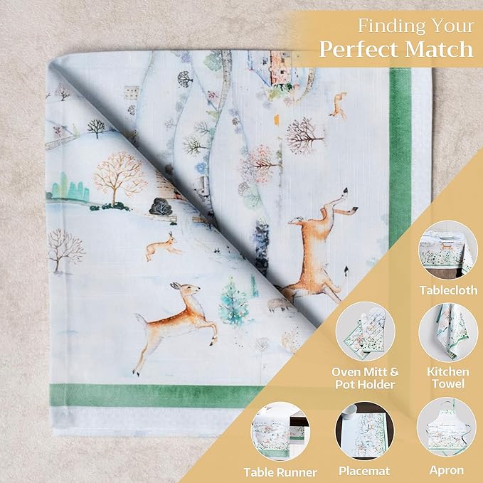 Maison d' Hermine Cloth Napkins Set of 4 100% Cotton Everyday Reusable Square Napkins Cloth Washable, Dinner, Party, Wedding, Restaurant (Snowy World, 20" x 20")