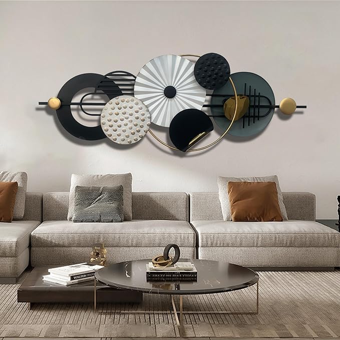 Large Metal Wall Decor Modern Metal Wall Art 3D Wall Sculptures Handmade Wall Hanging Decoration for Living Room Dinning Room Bathroom Entryway Kitchen Office (59''Lx23''W)
