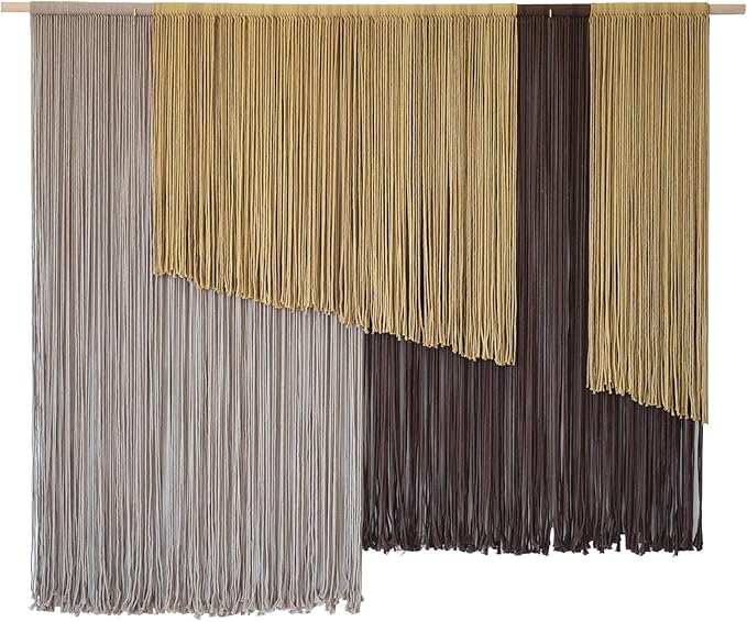 Jakalin Large Macrame Wall Hanging 57" Wx43 L Dip-Dyed Fiber Wall Decor Bohemian Handmade Apartment Dorm Gallery Art Living Room Wedding Wall Art