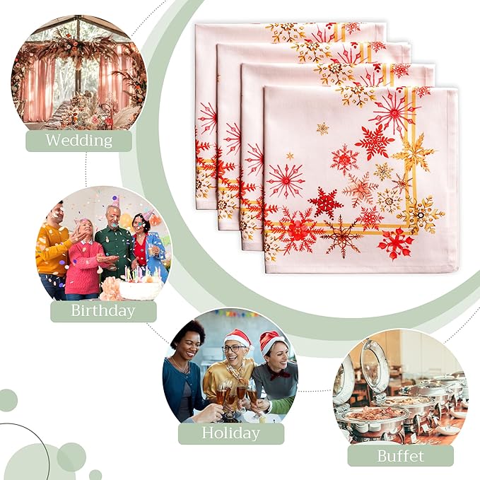 Maison d' Hermine Cloth Napkins Set of 4 100% Cotton Everyday Reusable Square Napkins Cloth Washable, Dinner, Party, Wedding, Restaurant (Crystal Star, 20" x 20")