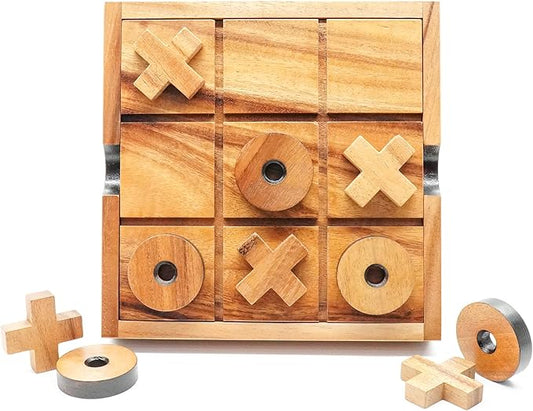 BSIRI Extra Large Tic Tac Toe Board Games - Ideal for Kids Games, Family Games and Game Night for Adults, Farmhouse Decor for Coffee Table Decor, Unique Gifts for All Occasion (8.6 Inch)