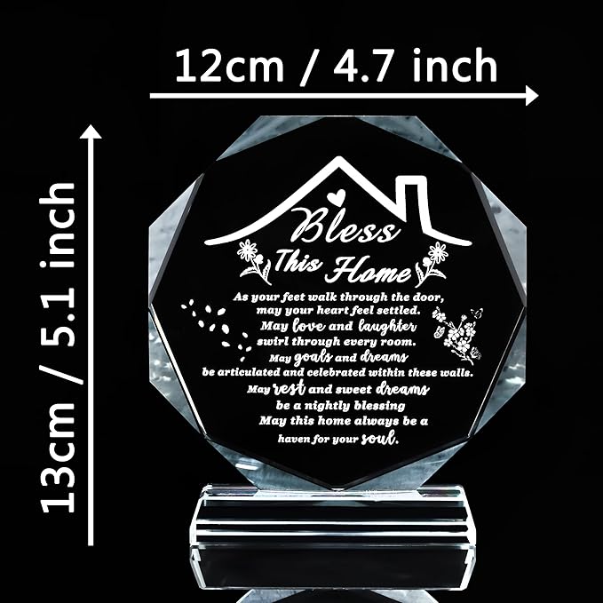 House Warming Gifts New Home Crystal Decor Plaque Housewarming Gift Keepsakes for New Homes for Couple Women Men Friends Bless this Houses Warming Gifts New Apartment