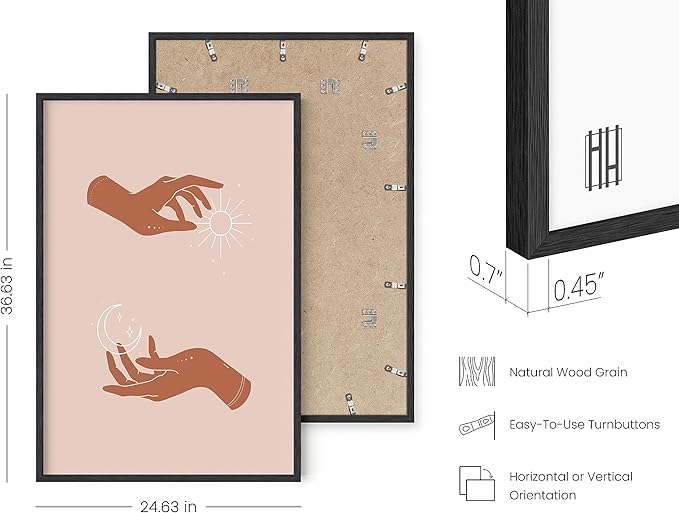 HAUS AND HUES Sun and Moon Astrology Posters - Spiritual Wall Art and Celestial Hands Top and Bottom Astrology Room Decor Posters Spiritual Boho Prints Wall Art and Prints (Black Frame, 24x36)