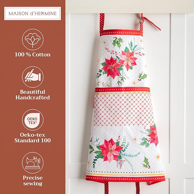 Maison d' Hermine 100% Cotton Apron for women with Pocket Kitchen Chef Apron for Men Cooking Gardening Server Waitress