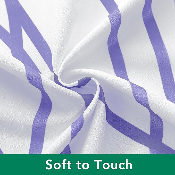 Biscaynebay Textured Fabric Shower Curtain 72x72 Inch, Lavender Printed Striped Linen Modern Hotel Luxury Quality Cloth Bathroom Curtains Machine Washable