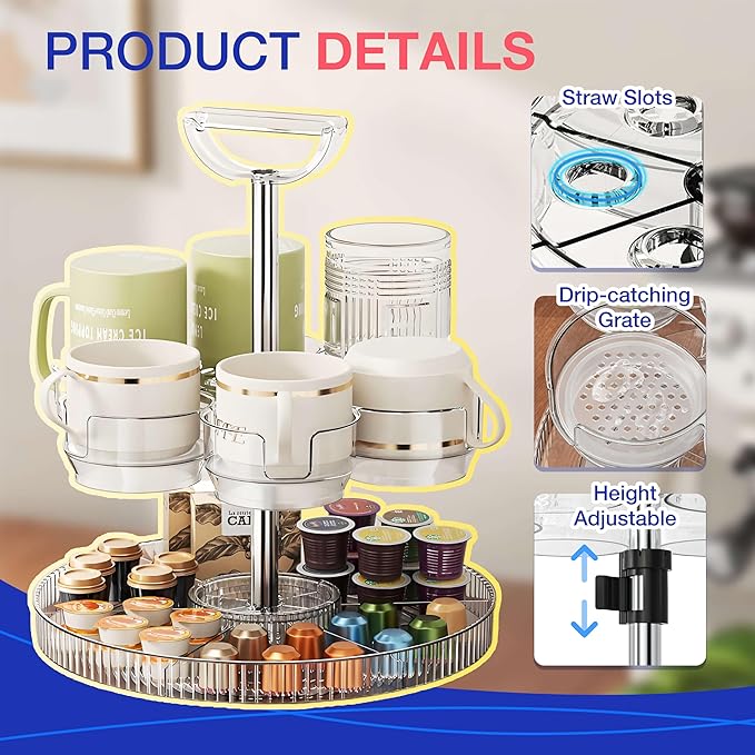 Tumbler Organizer for Stanley Cup and Water Bottle Holder for Cabinet and Kitchen Storage (Clear)