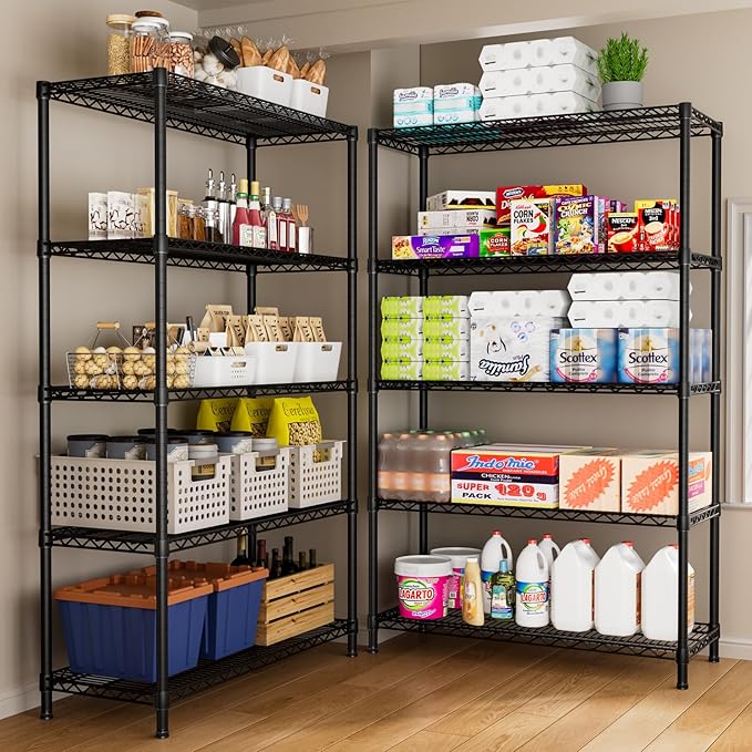SINGAYE 5 Garage Heavy Duty Shelving Unit Kitchen Pantry Close Home Organizers and Storage Bathroom Shelf Laundry Room Organization Industrial Book Metal Wire Adjustable Shelves