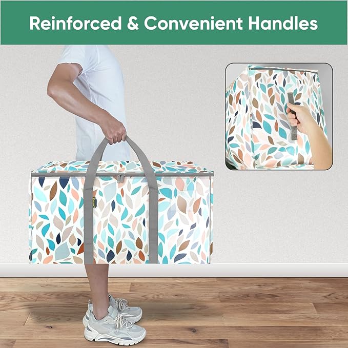 BALEINE 6-Pack Oversized Moving Bags with Reinforced Handles, Heavy-Duty Storage Tote for Clothes, Moving Supplies (Mosaic, 6-Pack)
