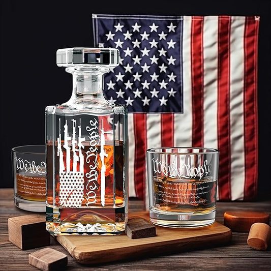 FURSARCAR Retired Gifts for Men Dad, Whiskey Decanter Set with 2 Glasses, Cool Fathers Birthday Present from Daughter Son, Christmas Retirement Gift Liquor Decanter Sets for Man