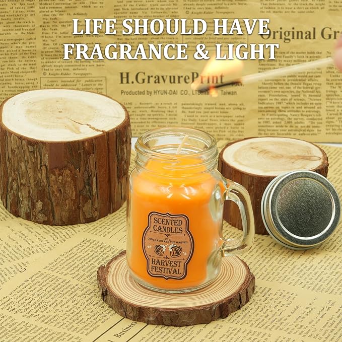 Harvest Festival Scented Candle - Pumpkin Spice & Apple Cinnamon in Glass Beer Mugs (2x120g) | Fall Home Fragrance & Seasonal Decor, Aromatherapy Candles Gifts for Men and Women