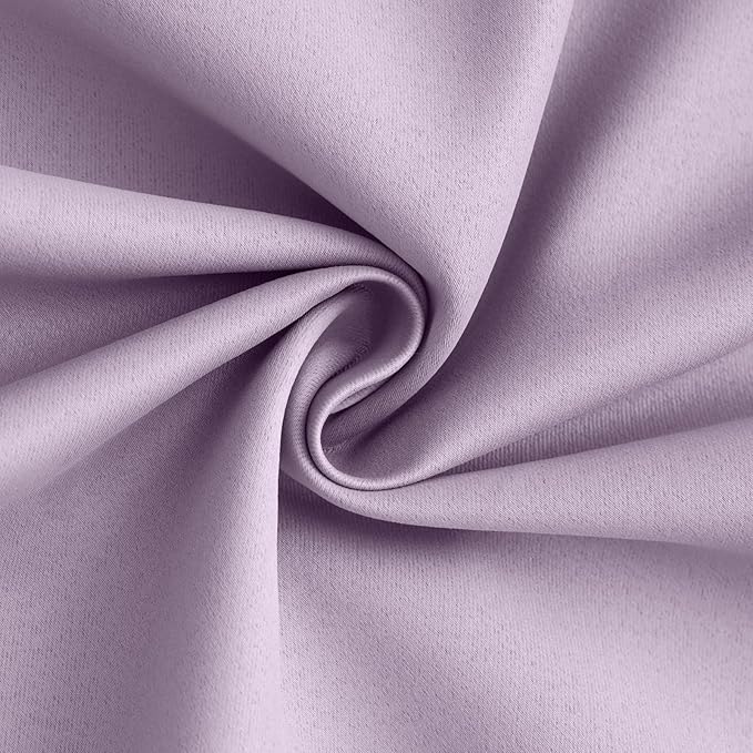 Yakamok 100% Blackout Curtain Panels 72 inches Cold and Light Blocking Drapes for Nursery, 2 Thick Layers Thermal Insulated Draperies (2 Pieces, 50 Wide Each Panel, Lilac Front with White Backing)