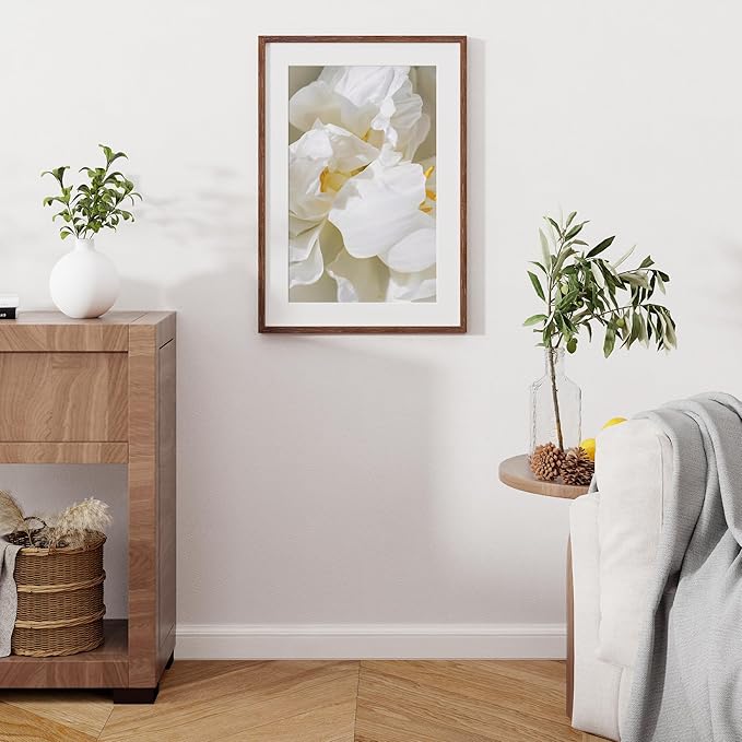 18x26 Picture Frame, Solid Oak Wood 18 x 26 Frame for Wall, 18x26 Walnut Poster Frame with Real Glass, 18x26 Matted frame for 14x22, 18"x26" Wood Frame for Home Decor (Walnut Color, 1 Pack)