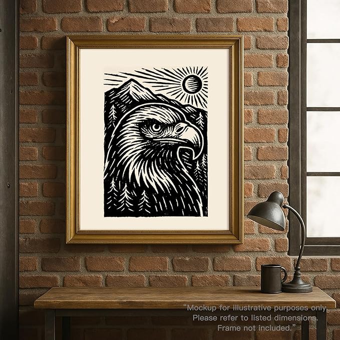 Caelumis Vintage Wall Art Decor Prints Black And White Pictures Posters For Farmhouse Living Bedroom Bathroom Room kitchen Handmade Unframed (Eagle 12x16in)