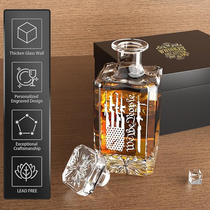 FURSARCAR Retired Gifts for Men Dad, Whiskey Decanter Set with 2 Glasses, Cool Fathers Birthday Present from Daughter Son, Christmas Retirement Gift Liquor Decanter Sets for Man