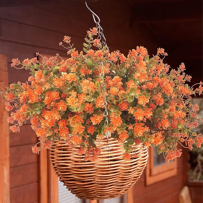 12 Bundles Artificial Fall Flowers for Outdoors, Artificial Plants UV Resistant Fall Fake Mums Plants for Outside Halloween Christmas Porch Decoration ecorations (Fall Red)