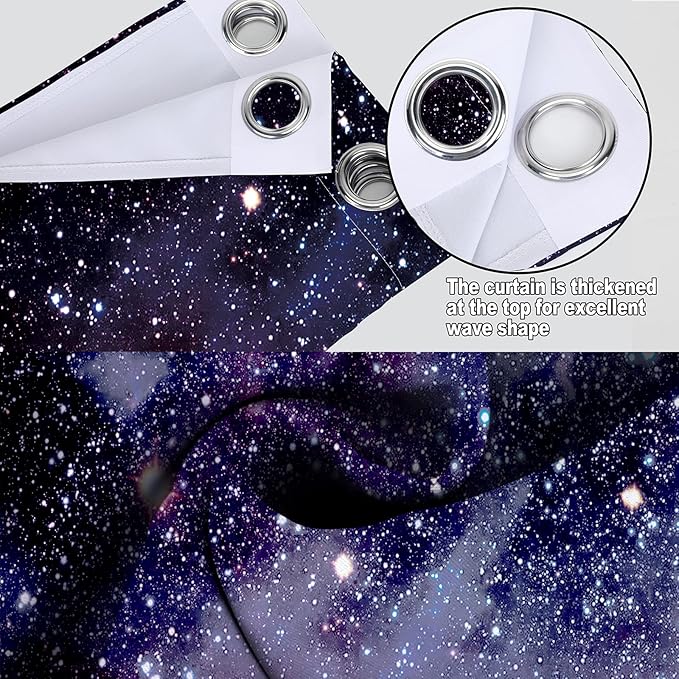 MissHope Outer Space Galaxy Blackout Curtains Women Men Kids Boys Universe Nebula Drapes Colorful Stars Starry Sky Decor for Home Bedroom Room Darkening Grommet Window Drapes 2 Panels, 52"x84"