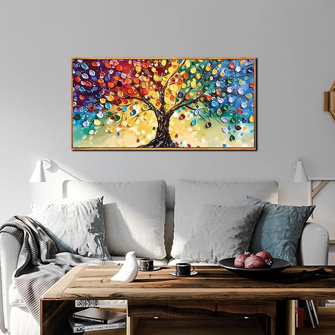 ZHAOSHOP Colorful Tree Wall Art for Living Room - Abstract Canvas Wall Art for Office - Framed Modern Wall Art for Bedroom Size 20" x 40"