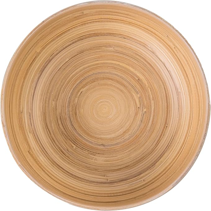 PEMAR 8" Lacquer Bamboo Fruit Bowl for Kitchen Counter, Handmade Large Decorative Pedestal Bowl for Entryway Table Home Decor, Key Bread Candy Snacks Organizer (White Cream)